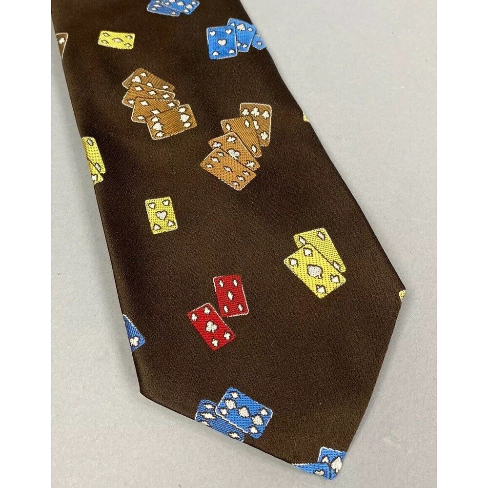 Vintage Tie Weinstocks Poker Necktie Vintage Cards Brown Blue 56” Mr John Wide